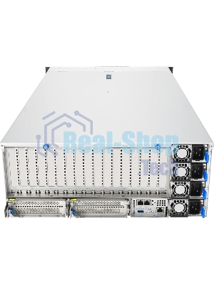Серверная платформа ASUS ESC8000A-E13P, 4U, 2x SP5 (LGA 6096),24x DDR5 6400, 8x 2.5'' hsb NVME, up to 14x PCIe*, 2x M.2 22110 NVME, 1x 2-port 10Gbe RJ-45 Intel 710 LAN, up to 8 dual-slot GPUs, 3+1 3200W