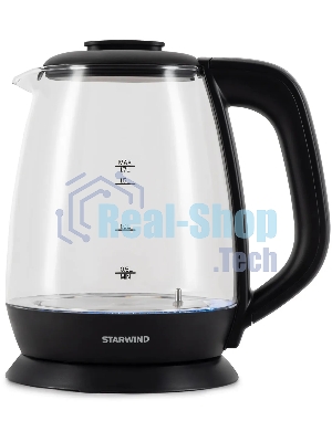 Чайник электрический Starwind SKS3036 1.7л. 2200Вт черный корпус: стекло