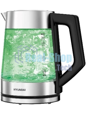 Чайник электрический Hyundai HYK-G4402 1.7 л, 2200 Вт, черный/серебристый корпус: стекло