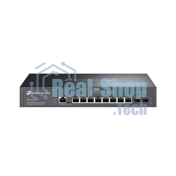 Коммутатор управляемый TP-Link SG3210X-M2 Omada уровня 2+ с 8 портами 2,5 Гбит/с и 2 портами SFP+, 1U, монтируется в 13-дюймовую стойку