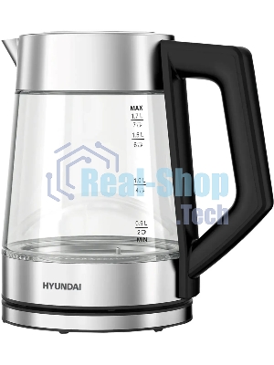 Чайник электрический Hyundai HYK-G4402 1.7 л, 2200 Вт, черный/серебристый корпус: стекло