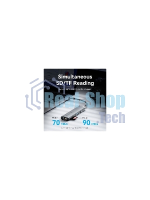 USB-концентратор Vention TGVHB, USB Type-C, HDMI/Ethernet/USB-A/USB-C/TF/mini-jack/microSD/microSDHC/microSDXC, USB Type-C