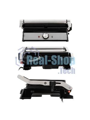 Гриль электрический ENDEVER Grillmaster-221, серебристый/черный, 2300 Вт, терморегулятор, размер пов-ти 29x23 см