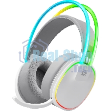 Гарнитура Defender Tsunami белый, беспроводная + проводная, Bluetooth / USB, до 40 ч, подсветка