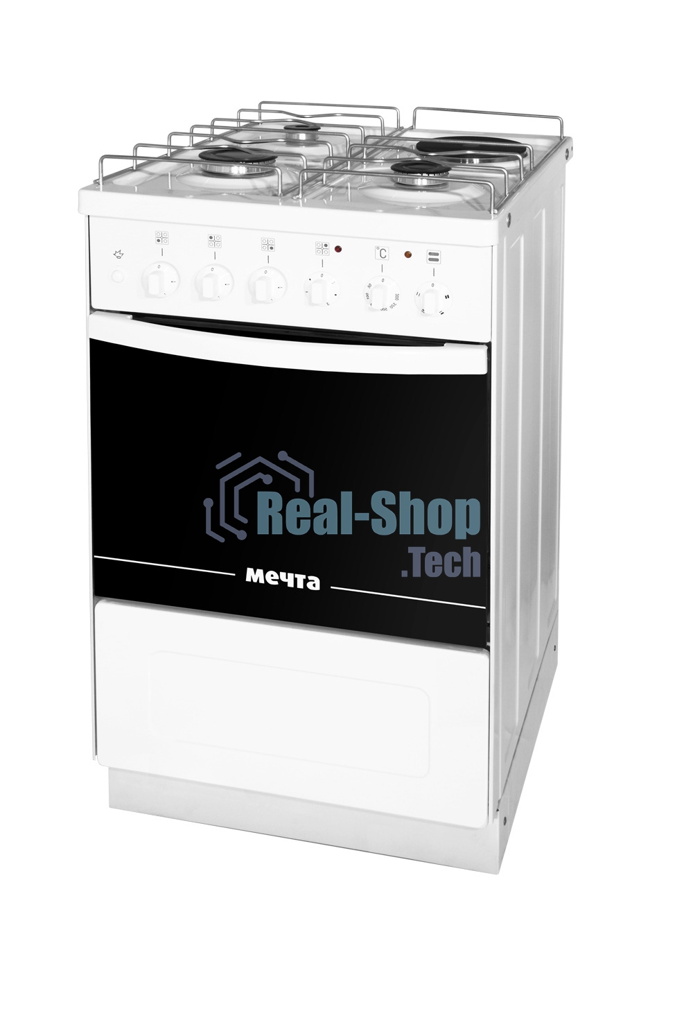 Плита комбинированная Мечта 450ГЭ белый, конфорок 4 шт (3 газовых + 1 электрическая), духовка 49 л, 50 см x 84 см x 60 см
