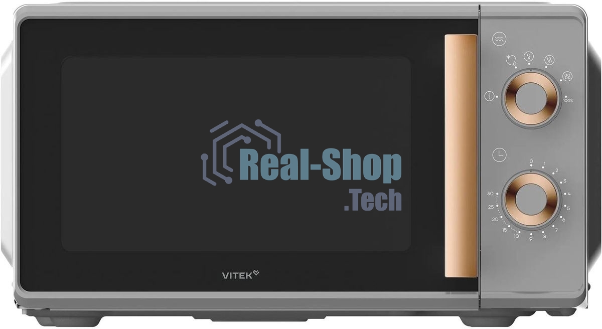Микроволновая печь Vitek VT-MW1920 серый/золотистый, 20 л, 700 Вт, переключатели — поворотный механизм