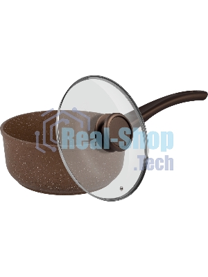 Ковш Maunfeld Carmel MF18CRM01SP из литого алюминия со стеклянной крышкой, 18 см, 1,6 л