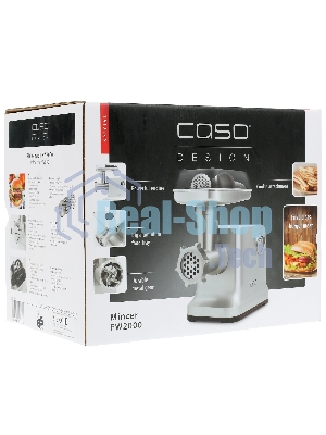 Мясорубка электрическая CASO FW 2000 серебристый, 2000 Вт, 2.5 кг/мин, реверс, защита от перегрузки, насадки - 5