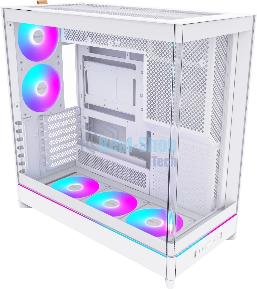 Компьютерный корпус Montech HS02 PRO белый без БП ATX 4x140мм 2xUSB 3.0 audio bott PSU