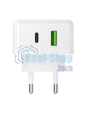 Сетевое зарядное устройство Maxvi CHL-603PD Type-C\USB 30W 6A (3A+3A) PD QC3.0, белый