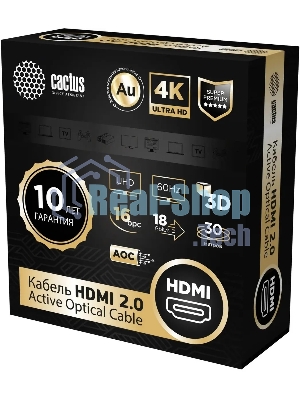 Кабель аудио-видео Cactus CS-HDMI-AOC-2-30 HDMI (m)/HDMI (m) 30м. позолоч.конт. черный