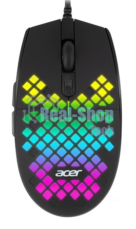 Мышь проводная Acer OMW134 черный, 3200 dpi, USB, кнопки - 6