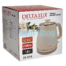 Чайник электрический Delta LUX DE-1019 (1,8 л, металл/пластик) белый