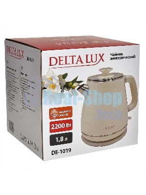 Чайник электрический Delta LUX DE-1019 (1,8 л, металл/пластик) белый