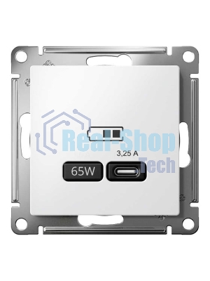 Розетка USB AtlasDesign тип C 65Вт QC PD высокоскор. ЗУ механизм бел. SE ATN000127