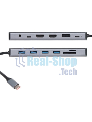 USB-концентратор VCOM CU4706, USB Type-C, HDMI/DP/USB3.0/TC/USB2.0/RJ45/SD/TF/PD/3.5 мм jack, USB Type-C