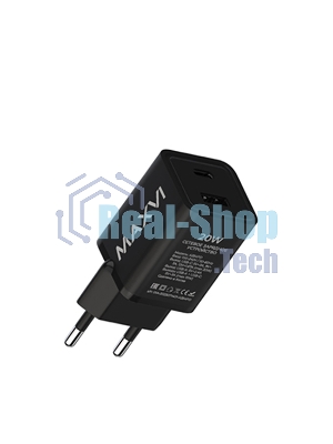 Сетевое зарядное устройство Maxvi A354PD Type-C 20W PD3.0 + USB 2.4A, черный