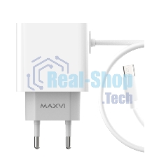 Сетевое зарядное устройство Maxvi CHL-242M 2.4A, with microUSB cable, 2хUSB-A, белый