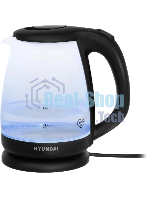 Чайник электрический Hyundai HYK-G1001 1.7л. 2200Вт черный (корпус: стекло)