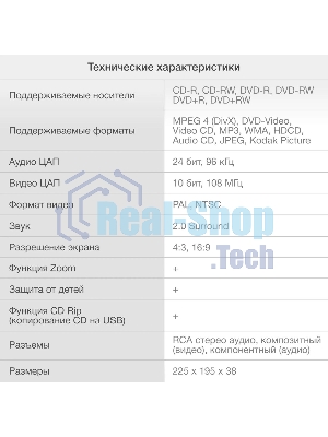 Плеер DVD Hyundai H-DVD100 черный ПДУ
