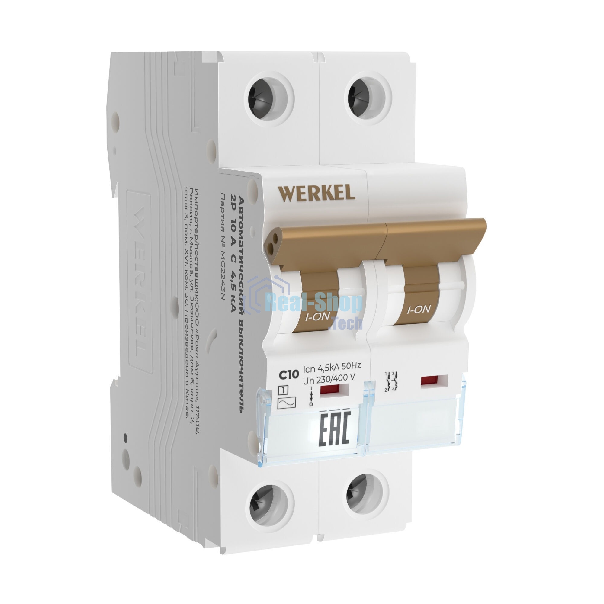 Автоматический выключатель Werkel 2P  10 A  C  4,5 кА W902P104