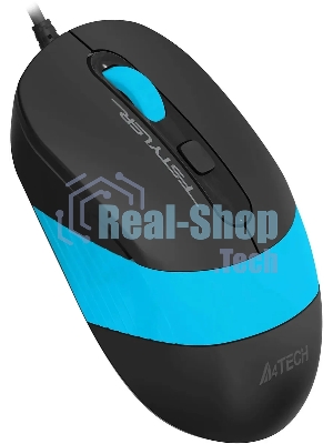 Мышь проводная A4Tech Fstyler FM10S черный/голубой, 1600 dpi, USB, кнопки - 4