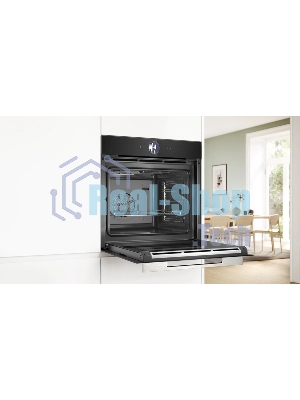 Духовой шкаф Bosch HSG7361B1 Home Connect!! Serie 8, черный, 21 режим + комбинированные режимы, функция приготовление на пару 100%, 4-слойное остекление, 3 цветных текстовых TFT-дисплея 2,5