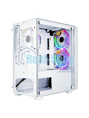 Корпус Ginzzu CL640 mATX FAN 4*12FRGb передняя панель Сетка Белый