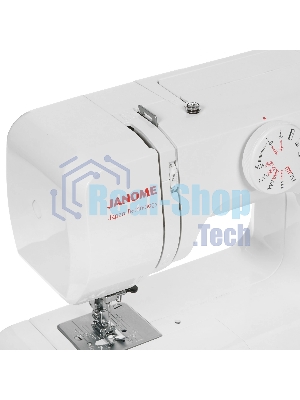 Швейная машина Janome MX 77 белый, электромеханическая, вертикальный качающийся, 15 операций, петля полуавтомат