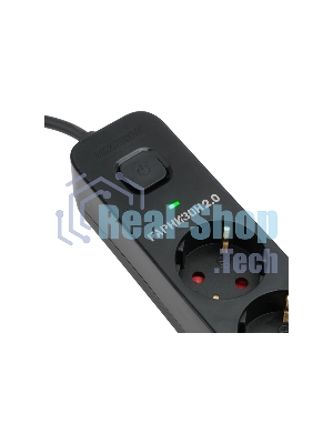 Сетевой фильтр Гарнизон 2.0 Мультипорт EPS-4-U3-B-2, 4 р, 10А, 3xUSB, 2 м, ур.защиты 2+, черный, пакет