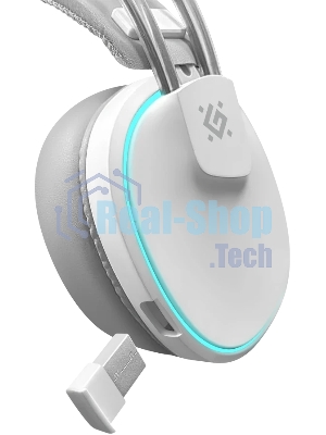 Гарнитура Defender Tsunami белый, беспроводная + проводная, Bluetooth / USB, до 40 ч, подсветка