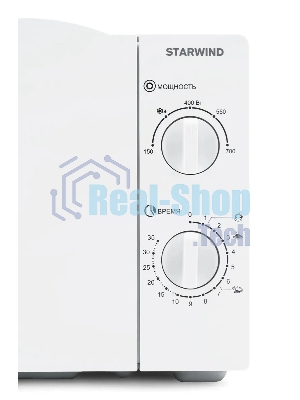 Микроволновая печь Starwind SWM6520 белый, 20 л, 700 Вт, переключатели - поворотный механизм