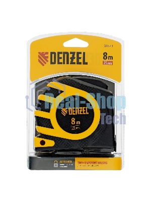 Рулетка Denzel 8м x 25 мм, магнит, двухсторонний зацеп, нейлон, двуст. шкала, автоматич. 31573