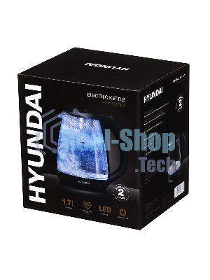 Чайник электрический Hyundai HYK-G1001 1.7л. 2200Вт черный (корпус: стекло)