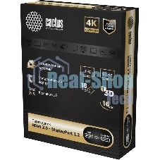 Переходник аудио-видео Cactus CS-HDMI-DP-ADR HDMI (m)/DisplayPort (f) 5м. позолоч.конт. серый