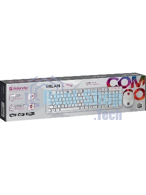 Комплект клавиатура+мышь Defender Milan C-992 беспроводной, USB, 1000 DPI, белый