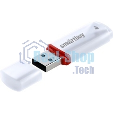 Флешка USB Smartbuy Crown white (SB4GbCRW-W), 4Gb, USB 2.0, R/W 15/5, белый/красный