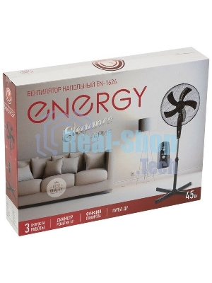 Вентилятор Energy ELEGANCE EN-1626 чёрный, напольный, 45 Вт, 3 скорости, 40 см