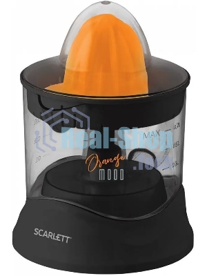 Соковыжималка Scarlett SC-JE50C09 черный/оранжевый, цитрусовая, 25 Вт, 700 мл, механическое