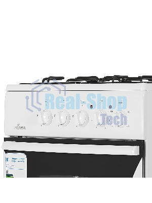 Плита комбинированная Flama RK 23-105 W белый, конфорок 4 шт, духовка 50 л, 50 см x 85 см x 60 см