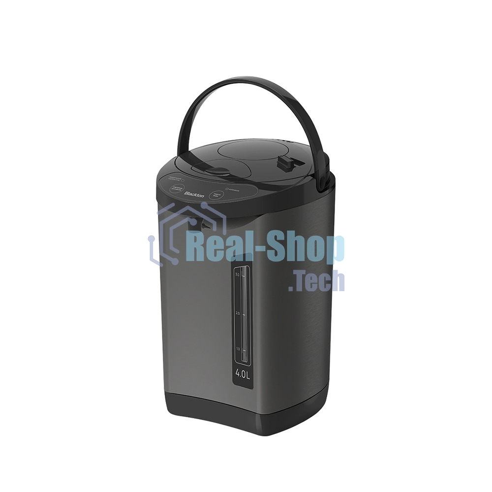 Термопот Blackton Bt TP432 Black NEW, мощность 900 Вт, объем 4 л, электронный тип управления, функция повторного кипячения, функция поддержания температуры Способы подачи воды: электрическая помпа, ручная помпа, нажатие чашкой на клапан, индикатор уровня воды, автоотключение при недостаточном количестве воды, блокировка подачи воды для ручной помпы, защита от перегрева, съемная крышка, ручка для переноски, материал корпуса - металл, пластик, материал внутренней камеры из нержавеющей стали, длина электрошнура 1.0 м, напряжение 220-240 В, 50-60 Гц, защита от поражения электротоком класс I