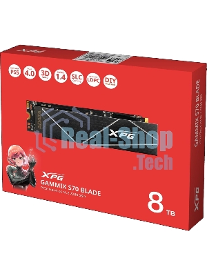 Накопитель SSD ADATA XPG GAMMIX BLADE S70, 8Tb, PCIe 4.0 x4, M.2 2280, NVMe, R/W 7300/6300