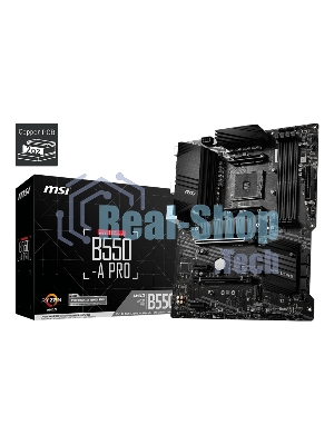 Материнская плата MSI B550-A PRO, AM4, AMD B550, 4xDDR4, 6xSATA, 2xM.2, 1xPCI-E 4.0 x16, 1xPCI-E 3.0 x16, 2xPCI-E x1, 1xHDMI, 1xDP, 1x 1Gb LAN, 4xUSB-A 2.0, 2xUSB-A 3.2 Gen 1, 1xUSB-A 3.2 Gen 2, 1xUSB-C 3.2 Gen 2, 6x3.5 мм, 7.1, ATX