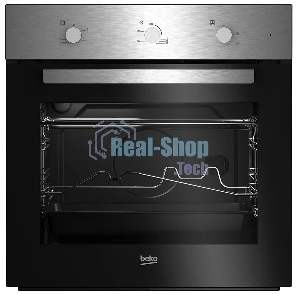 Газовый духовой шкаф Beko BBIGT21100X с откидным электрическим грилем; автоматический электроподжиг; поворотные переключатели; металлические направляющие; объем - 72л; 3 стекла дверцы; 1 решетка; 1 противень; вертел. Цвет нержавеющая сталь; Материал панели управления Металл	нержавеющая сталь