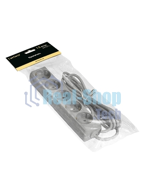 Удлинитель ExeGate ECE-5-1.8G (EX285820RUS), серый, 1,8 м, евровилка с заземлением, 5 евророзеток с заземлением, 2200 Вт