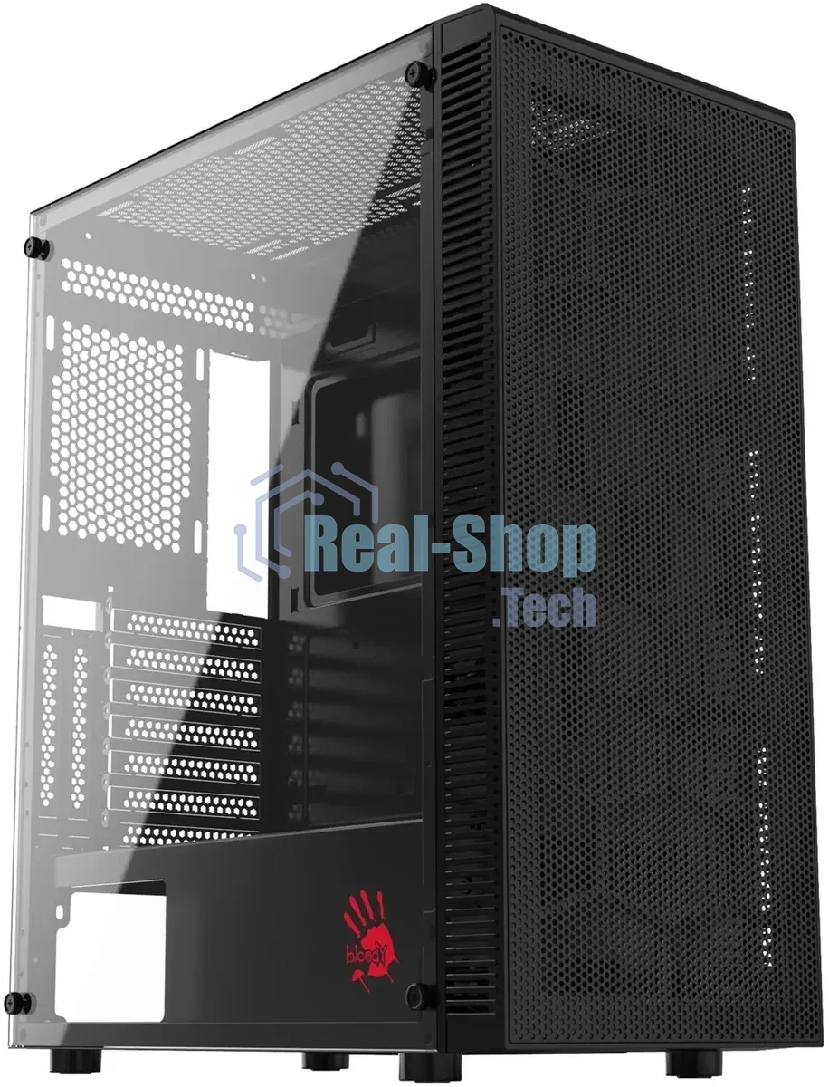 Компьютерный корпус Bloody BD-CC115 черный без БП ATX 8x120мм 1xUSB 2.0 1xUSB 3.0 audio bott PSU