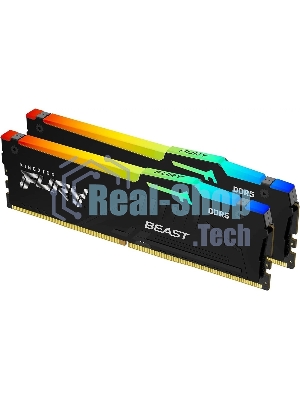 Оперативная память Kingston Fury BeastRGB, DDR5, 64GB (2x32GB), 5600 MHz, CL40, с радиатором, RGB, черный