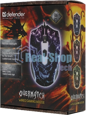 Мышь проводная Defender Overmatch GM-069 черный, 2400 dpi, USB, кнопки - 4