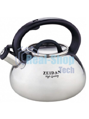 Чайник со свистком Zeidan Z-4139 3,0 л, нержавеющая сталь, ЛИТОЙ КОРПУС, КУРКОВЫЙ МЕХАНИЗМ, зеркальная полировка корпуса, стеклянная жаропрочная крышка, фиксированная бакелитовая ручка. Подарочная упаковка с пластиковой ручкой.