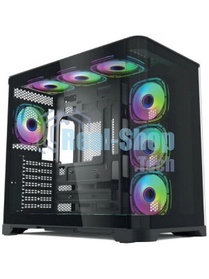 Компьютерный корпус Forza Forza FZ-G42B Seaview TG ATX Case, black, w/o psu, Curved Tempered glass front panel, 1x3,5